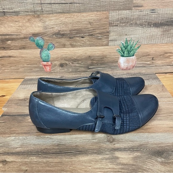 Natrualizer No 5 women’s navy leather loafers monk strap size 8.5 academia - Picture 1 of 7